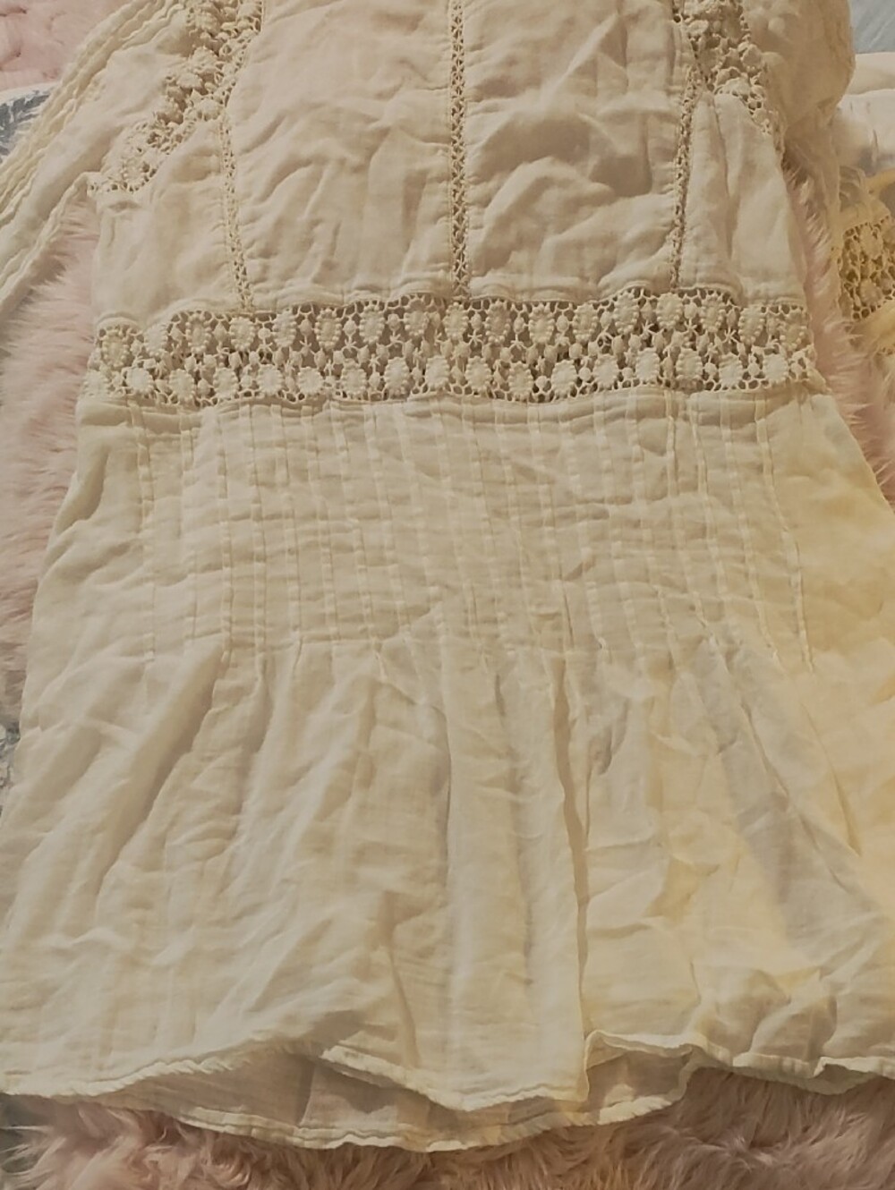 RAGA Cream Cotton Dress with Crochet Lace Trim - Picture 4 of 7